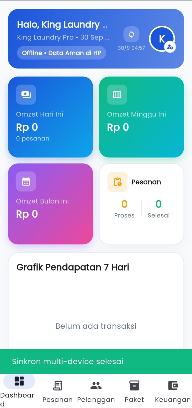 Preview Dashboard King Laundry Pro