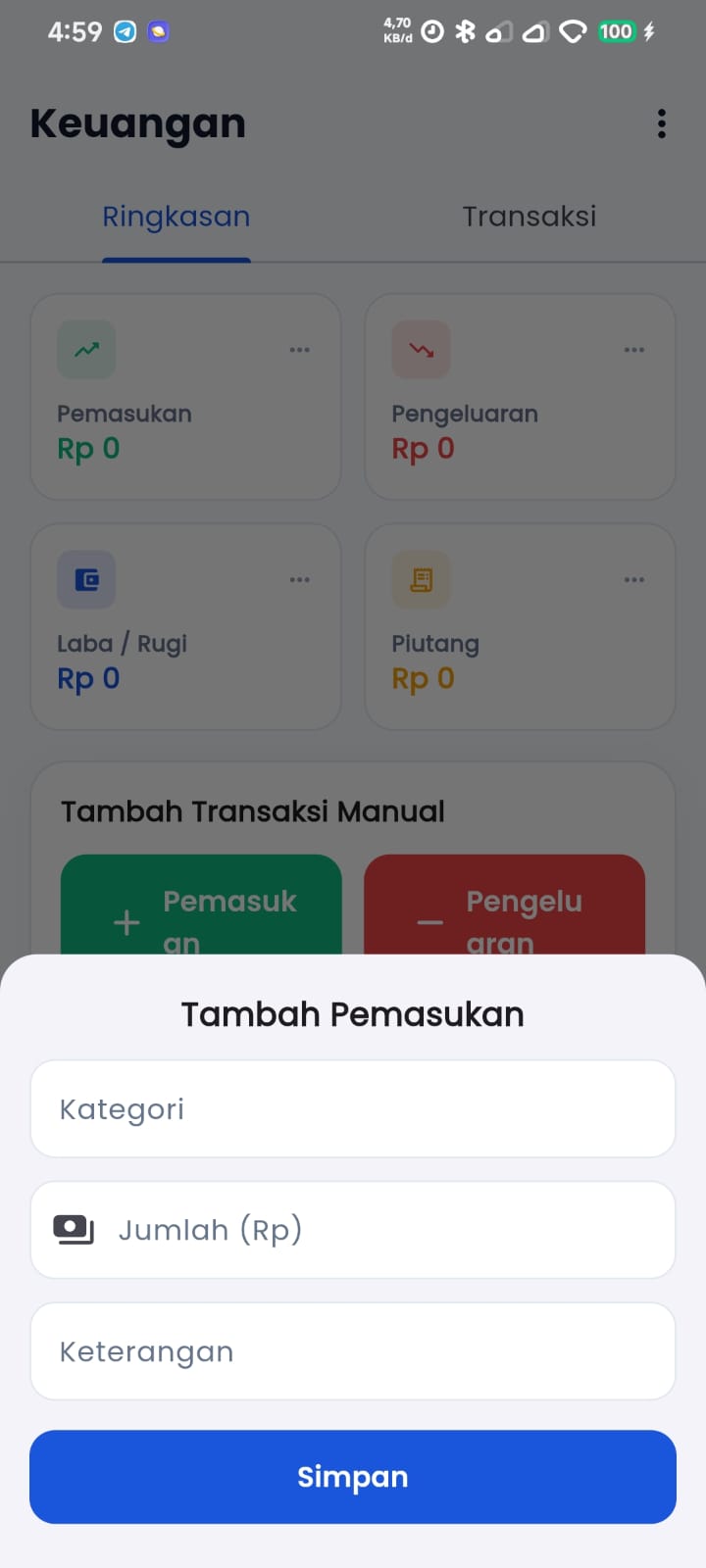 Preview keuangan King Laundry Pro