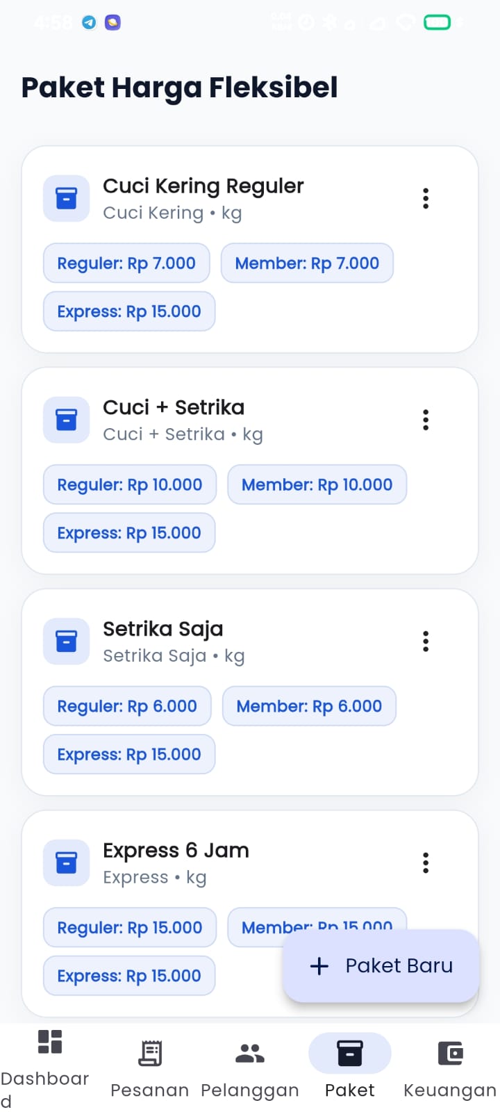 Preview Paket Harga King Laundry Pro